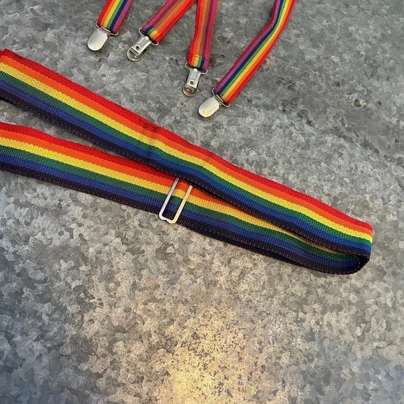 Rainbow Suspenders and Belt One Size Adjustable Vintage Retro 70s Smiley Face - Picture 6 of 9